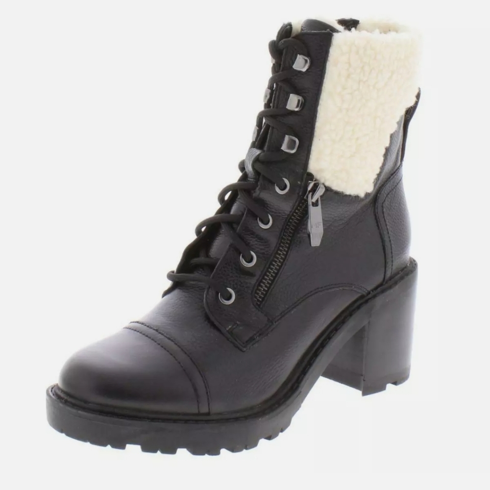 Marc Fisher Womens Lansly Black Lace-Up Boot Shoes 6.5 Medium